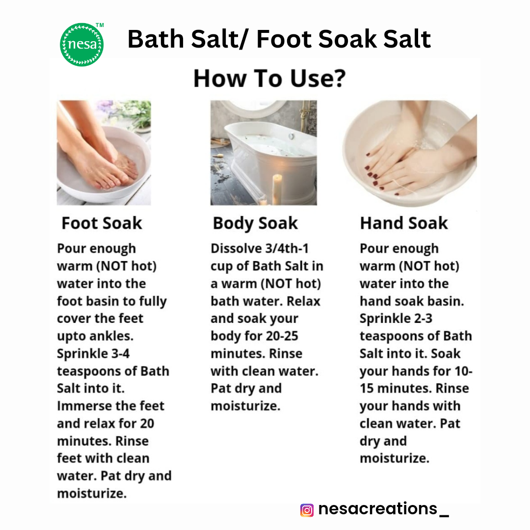 Nesa Green Tea Bath Salt/Foot Soak (100g) | Muscle Pain & Stress Relief | Dry, Cracked Feet Care | Manicure/Pedicure | Self-Care | Detoxify