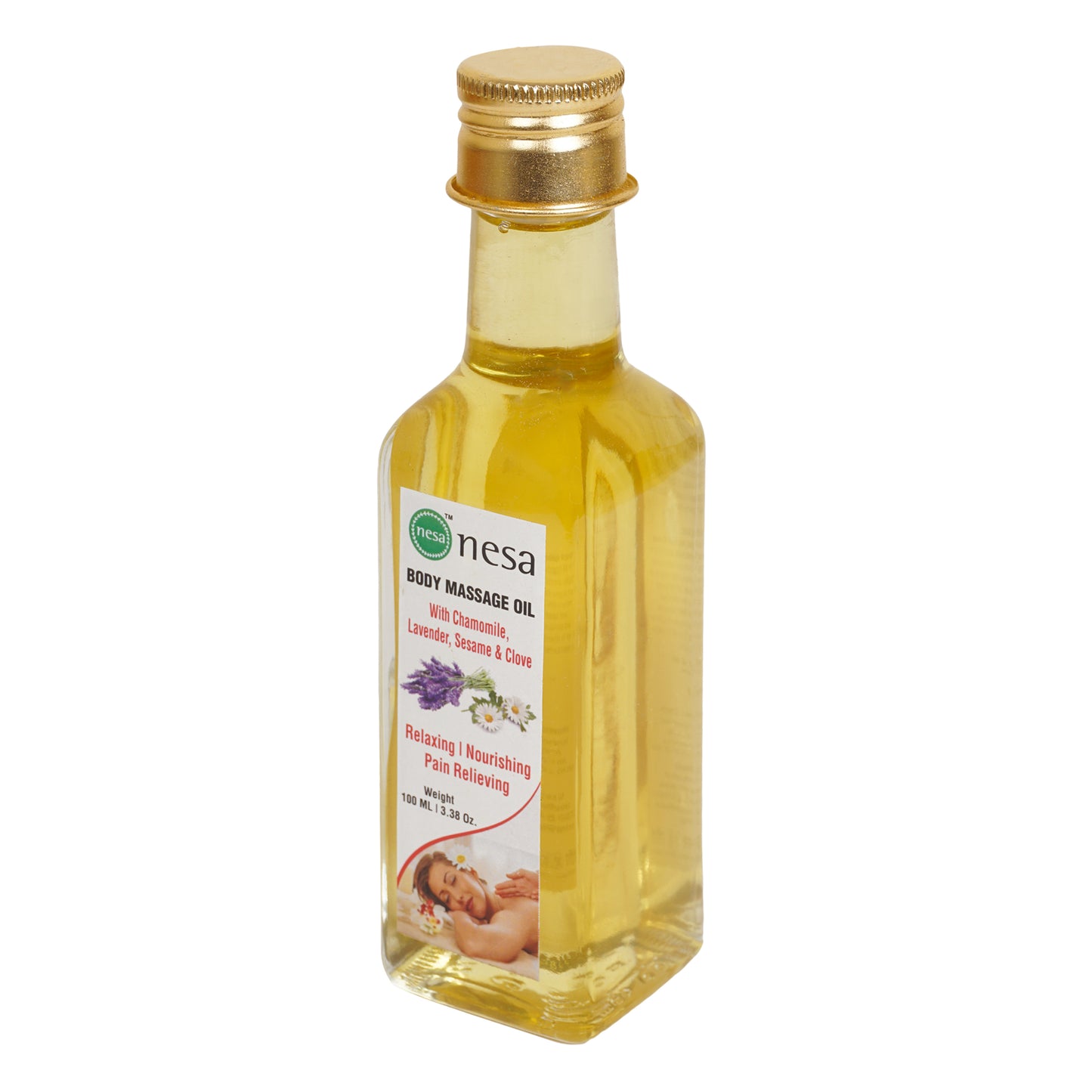 Nesa Relaxation Massage Oil - Natural Blend of Chamomile, Lavender, and Clove Oils for Stress Relief & Muscle Relaxation - 100 ml | Soothing Body Massage Oil