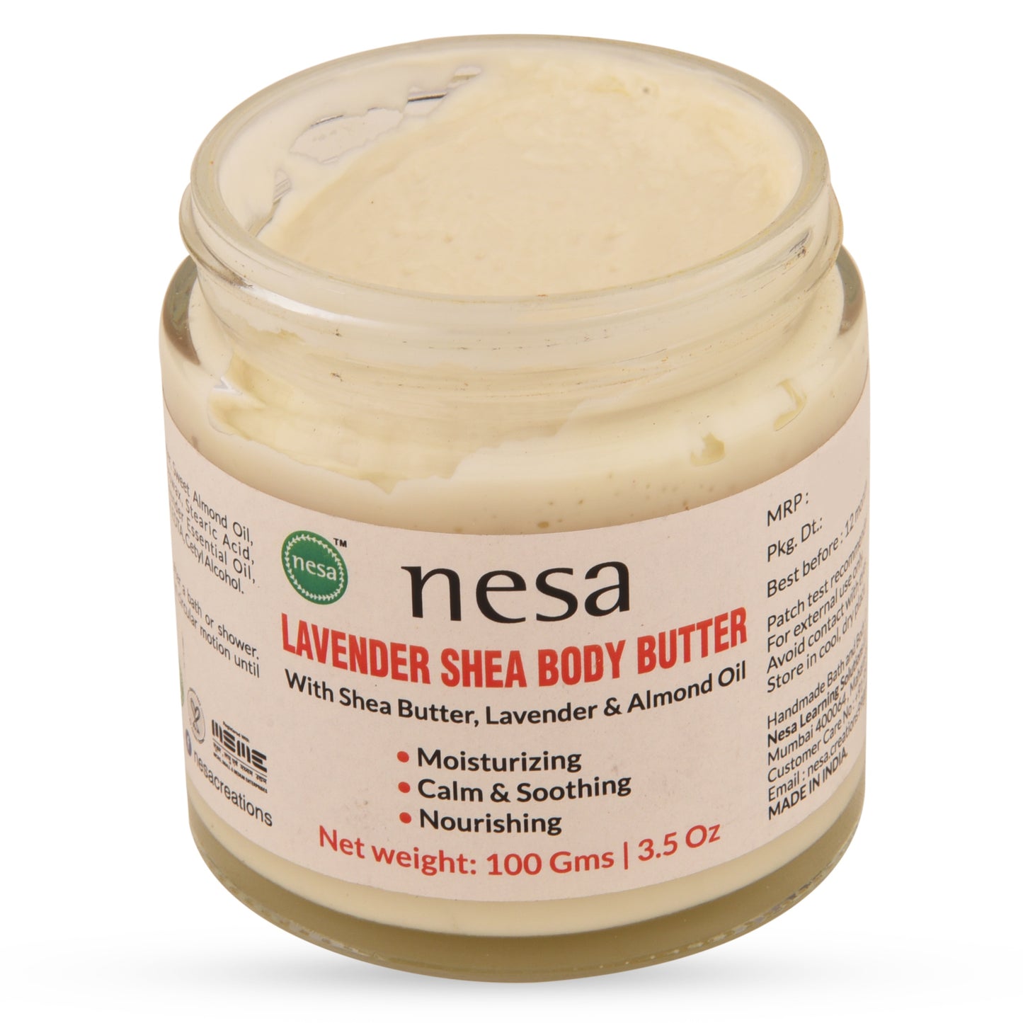 Nesa Lavender Shea Body Butter (100g) | Shea Butter, Almond Oil & Lavender | Natural Nourishment | Ideal for Dry Skin