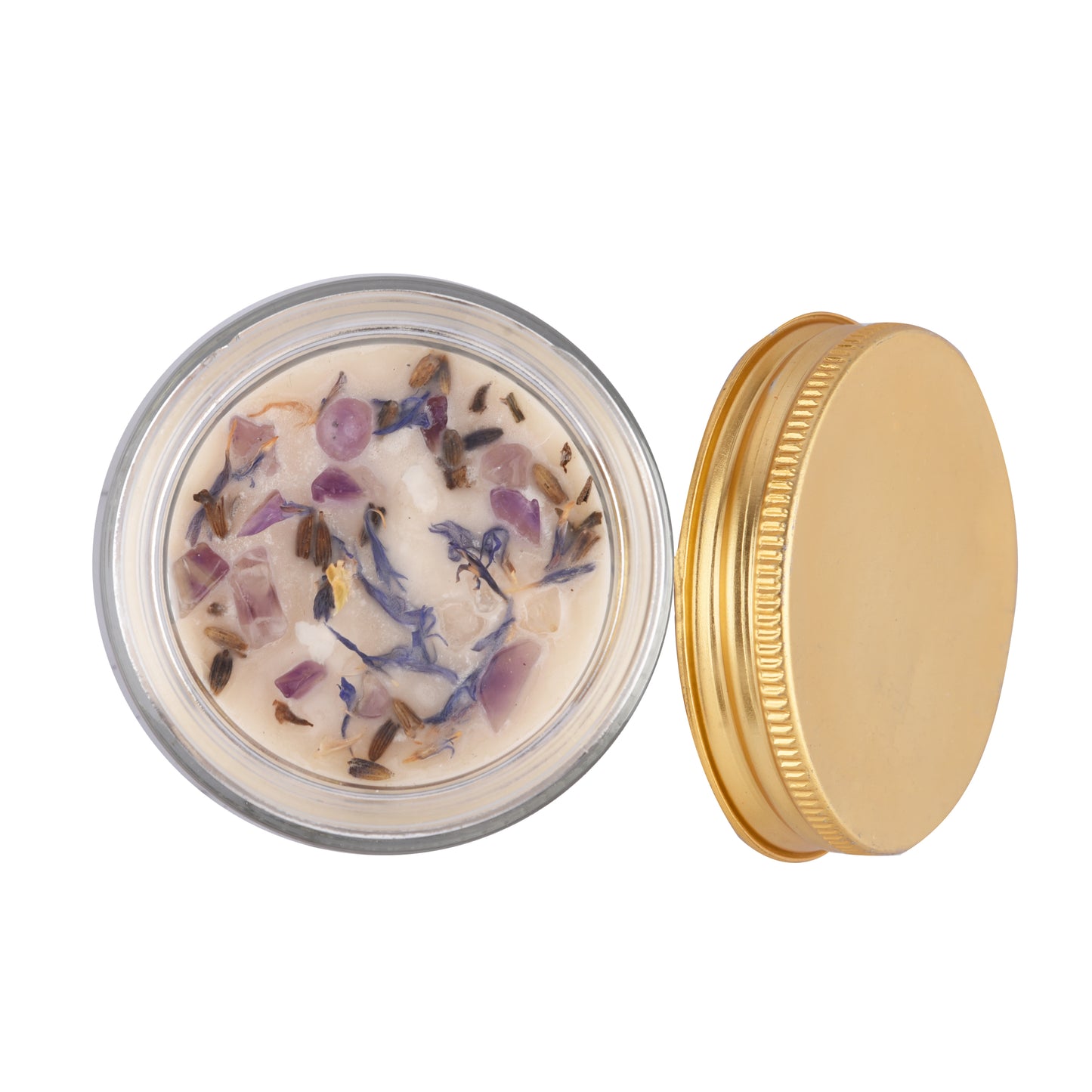 Nesa Serenity Lavender Crystal Candle | 100% Soy Wax | White Color | Lavender Scented | Spell Candle for Positivity, Peace, and Happiness | 100 g (3.5 oz)