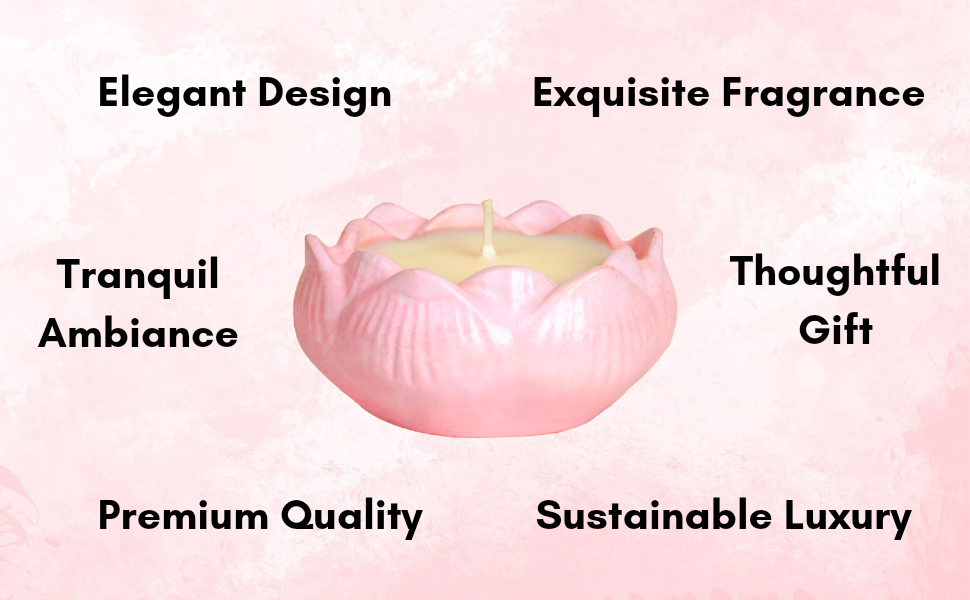 Nesa Lotus Concrete Candle - Pink | 100% Soy Wax | Lily and Jasmine Scent | Home Decor & Candle Gifting