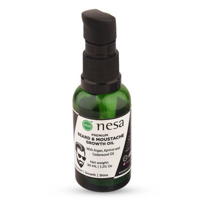 Nesa Premium Beard & Moustache Growth Oil for Men - 30 ML - With Argan Oil - Nourishment, Growth, and Shine