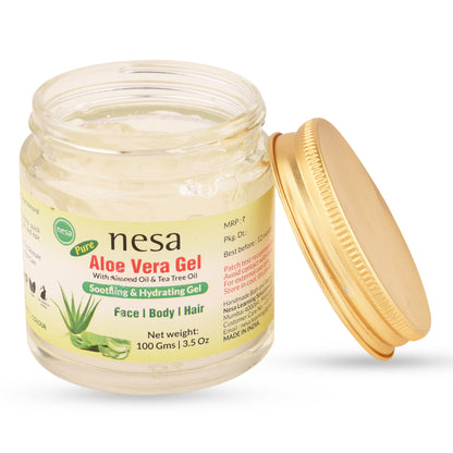Nesa Pure Aloe Vera Gel (100g) | Soothing & Hydrating Gel for Face, Body, and Hair | Dry & Acne Skincare Solution | Natural Moisturizer