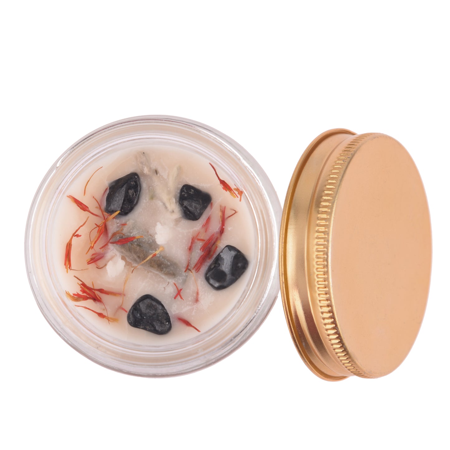 Nesa Intention Crystal Candle for Protection | 100% Soy Wax | Sandal Cedar Scent | White Colour | Spell and Ritual Candle-100 g