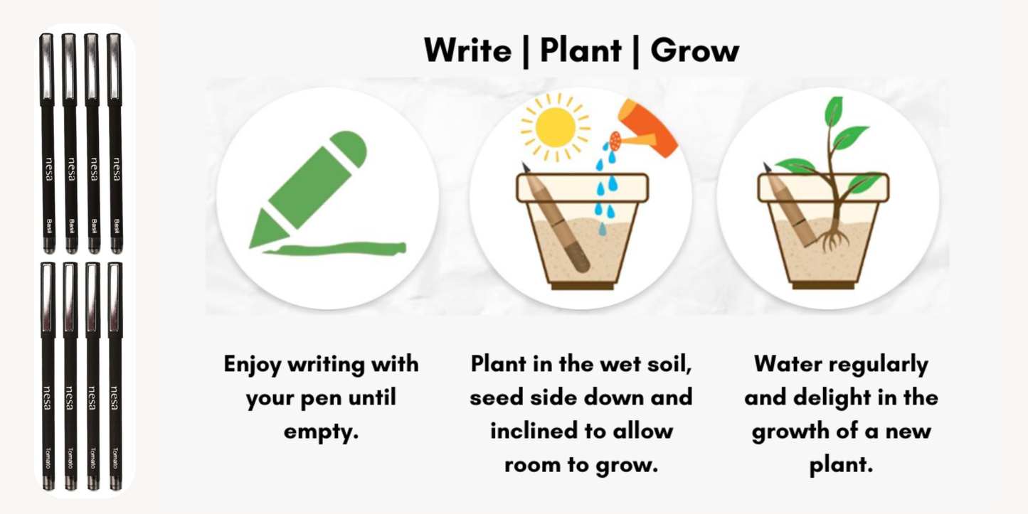 nesa Plantable Seed Recycled Black Paper Body Ball Pens with Metal Clip & Cap Closure | Blue Ink | Eco Friendly & Sustainable Stationery for Corporate and Men’s Gifts