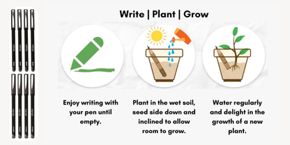 nesa Plantable Seed Recycled Black Paper Body Ball Pens with Metal Clip & Cap Closure | Blue Ink | Eco Friendly & Sustainable Stationery for Corporate and Men’s Gifts