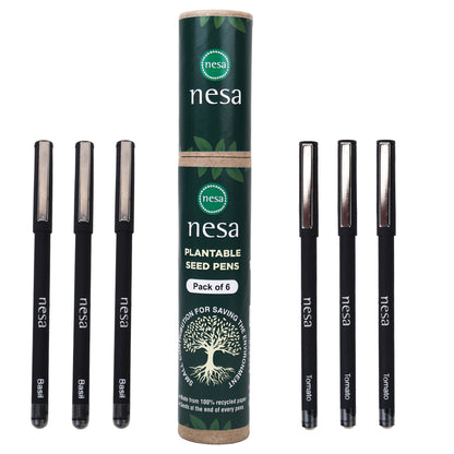 nesa Plantable Seed Recycled Black Paper Body Ball Pens with Metal Clip & Cap Closure | Blue Ink | Eco Friendly & Sustainable Stationery for Corporate and Men’s Gifts